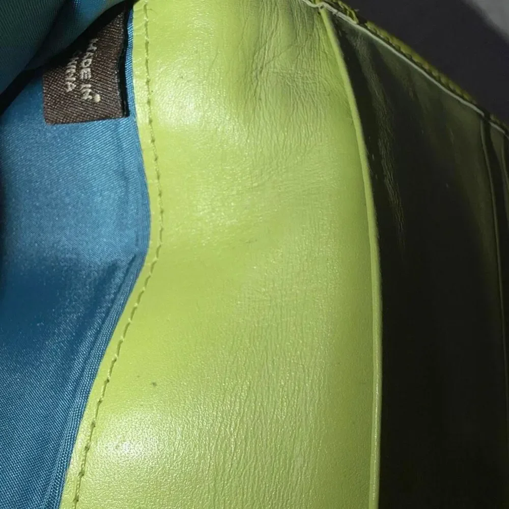 Coach Lime Green Signature Turnlock wallet rare vintage y2k